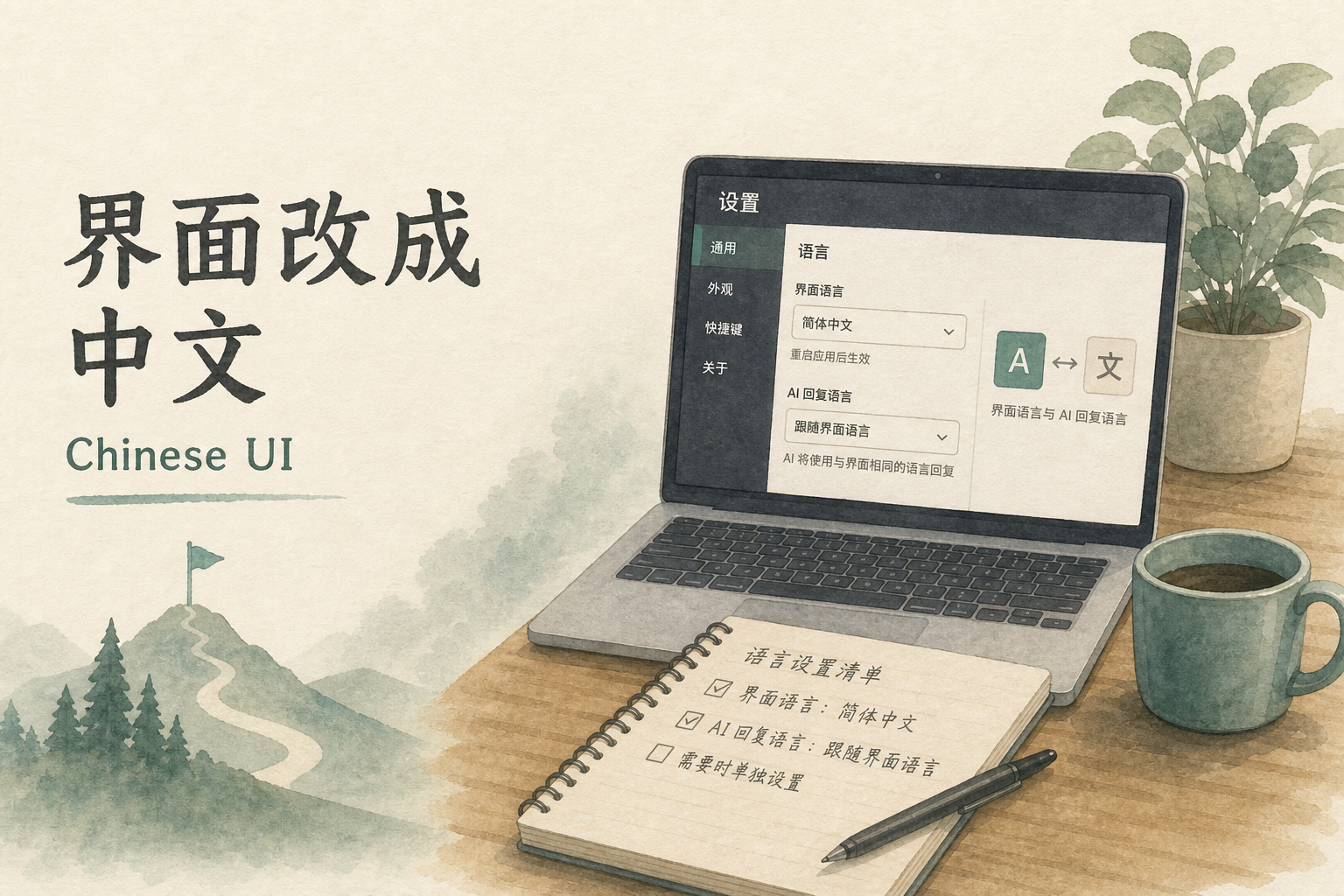 Cursor 命令面板搜索 Configure Display Language 切换中文界面