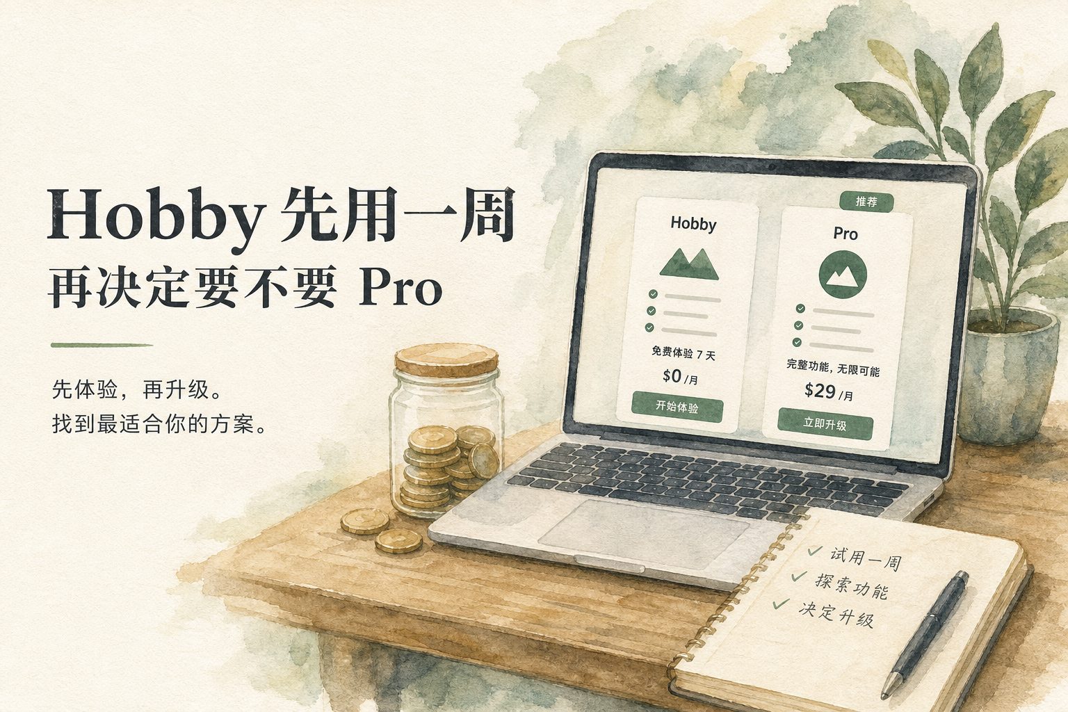 Hobby 先用一周,再决定要不要 Pro