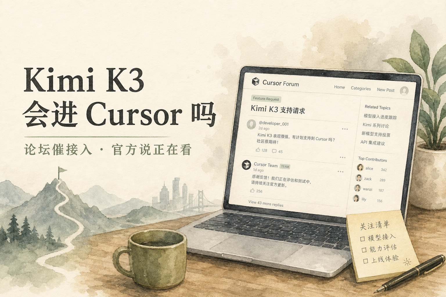 Kimi K3 会进 Cursor 吗：论坛催接入，官方说正在看