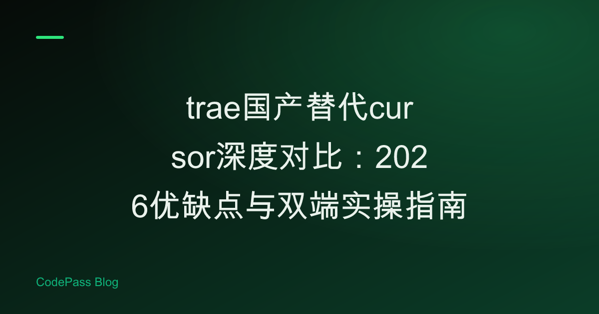 trae国产替代cursor深度对比：2026优缺点与双端实操指南