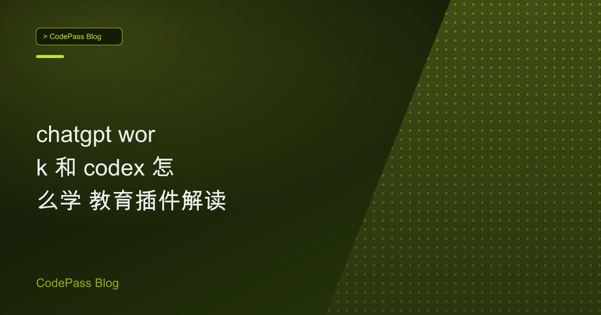 chatgpt work 和 codex 怎么学 教育插件解读