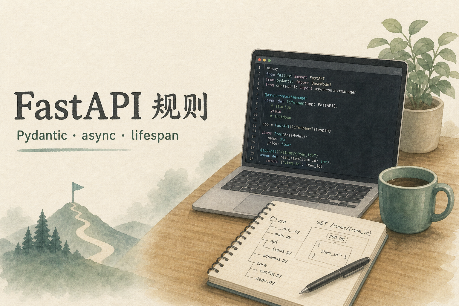 Cursor FastAPI 规则:Pydantic v2、async 与 lifespan 约定