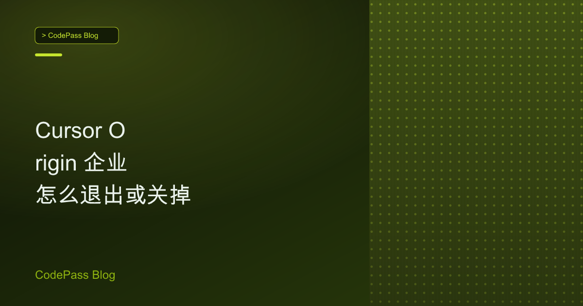 Cursor Origin 企业怎么退出或关掉