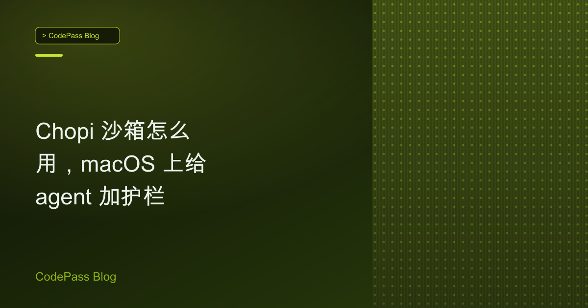 Chopi 沙箱怎么用,macOS 上给 agent 加护栏