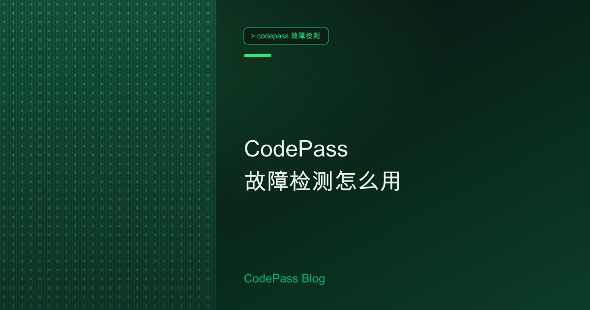 CodePass 故障检测怎么用