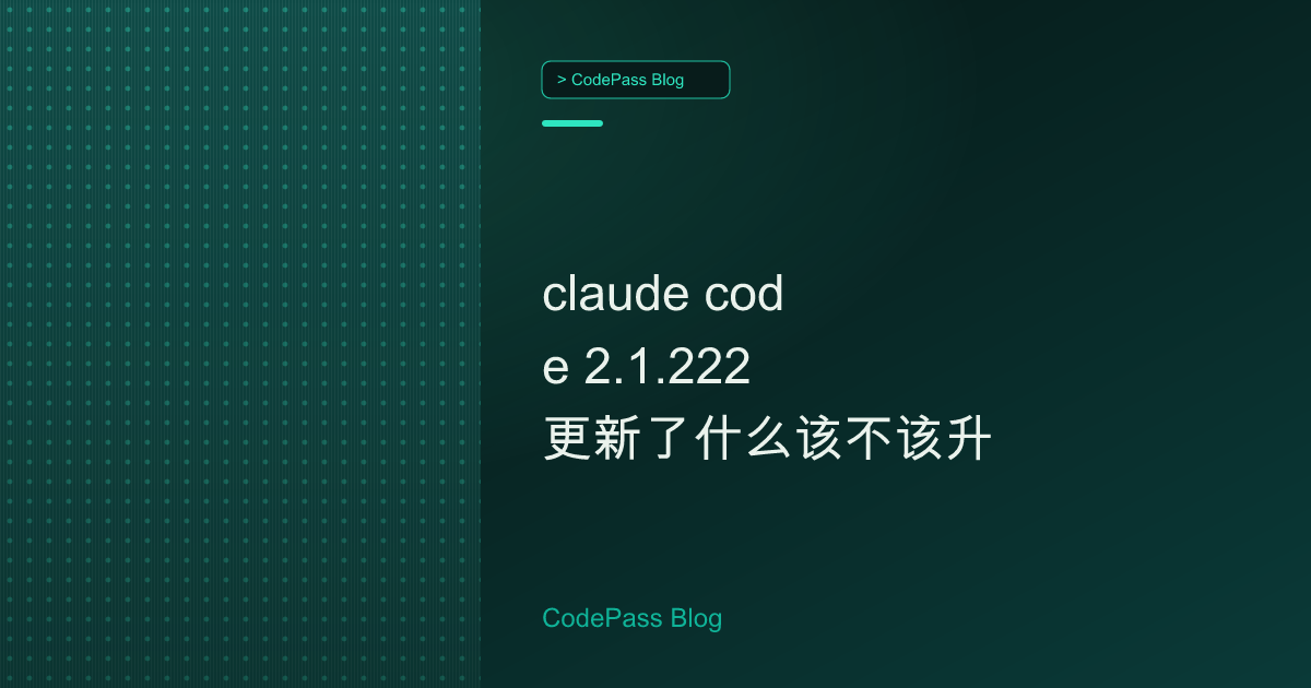 claude code 2.1.222 更新了什么该不该升