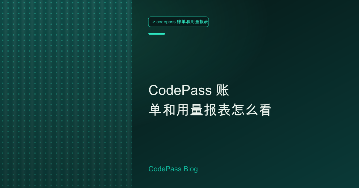 CodePass 账单和用量报表怎么看