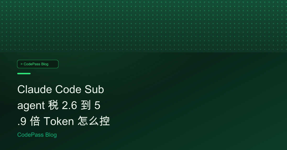 Claude Code Subagent 税 2.6 到 5.9 倍 Token 怎么控