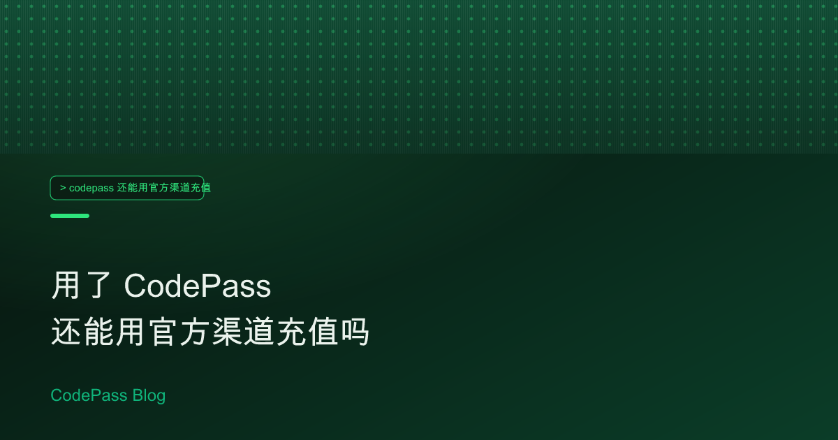 用了 CodePass 还能用官方渠道充值吗