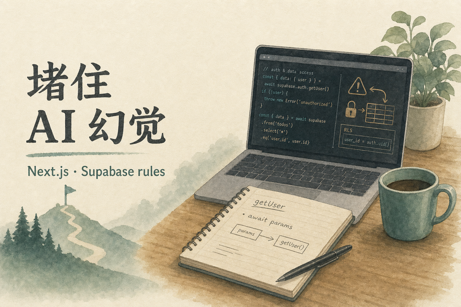 Next.js 15 + Supabase Cursor 规则:堵住 getSession 与同步 params 等幻觉