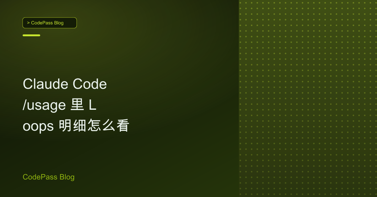 Claude Code /usage 里 Loops 明细怎么看