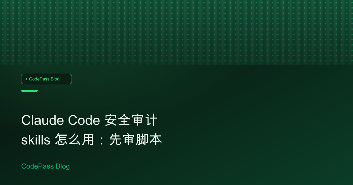 Claude Code 安全审计 skills 怎么用：先审脚本